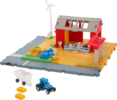 Car & Playset, Action Drivers Farm Adventure with 1:64 Scale Tractor & Trailer